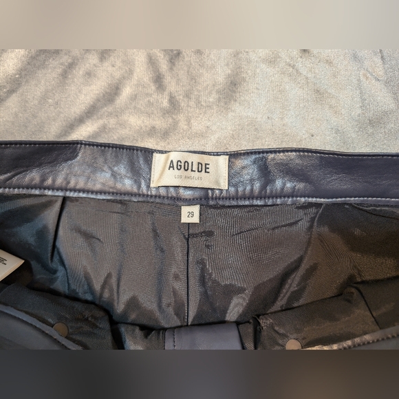 Agolde Recycled Leather Pants Womens 29 90s Pinch High Waist Charcoal Grey - Picture 6 of 11